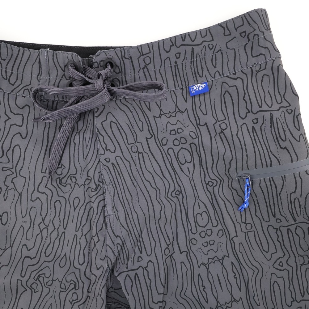 NEW AFTCO AFTECH Topo Print Board Shorts Grey Mens 28 Inseam 8"